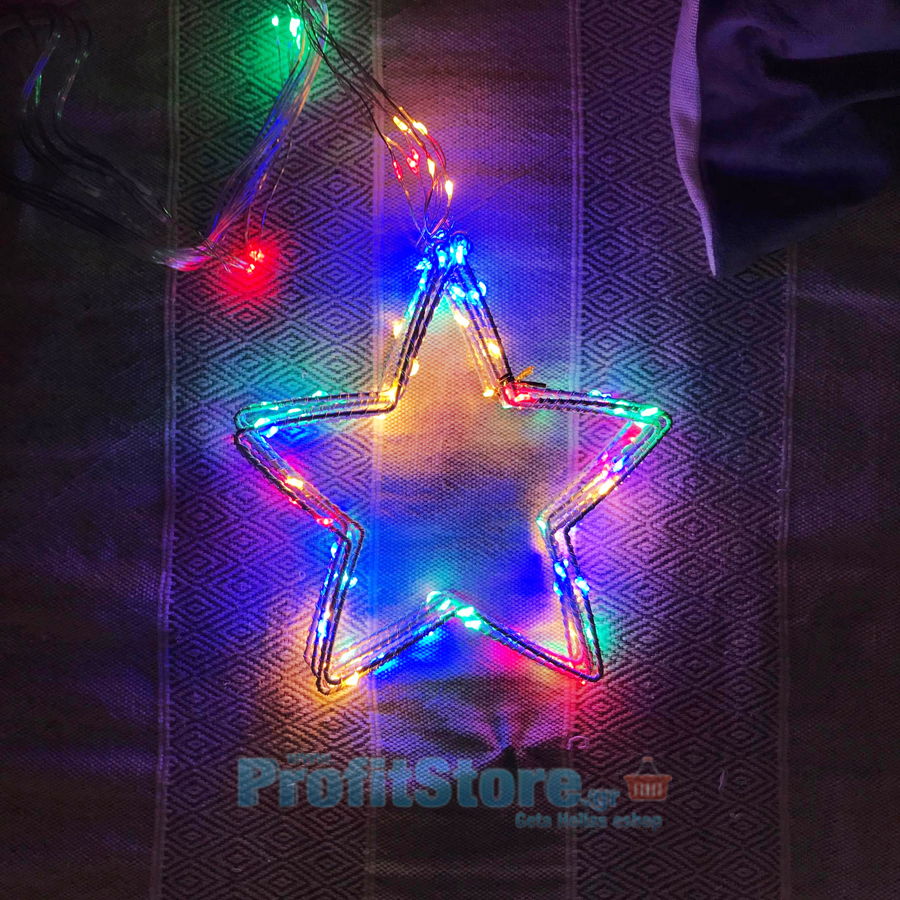 LED Χριστουγεννιάτικα RGB Πολύχρωμα Φωτάκια - Κουρτίνα Σύρμα με Αστέρια 3μ - LED Cooper Wire Star Moonlight